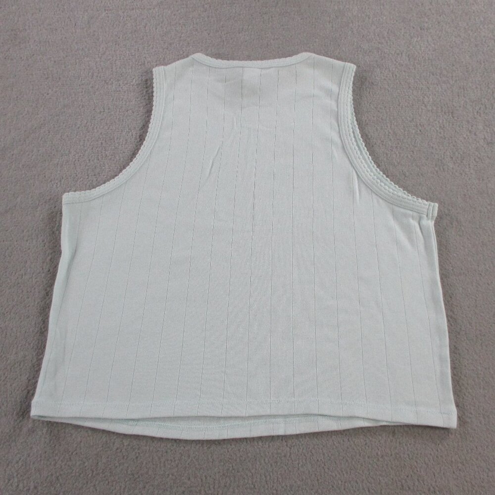 SKIMS Drop Needle Cropped Tank Top Womens Large Frost Blue Pointelle Crewneck - Picture 3 of 10